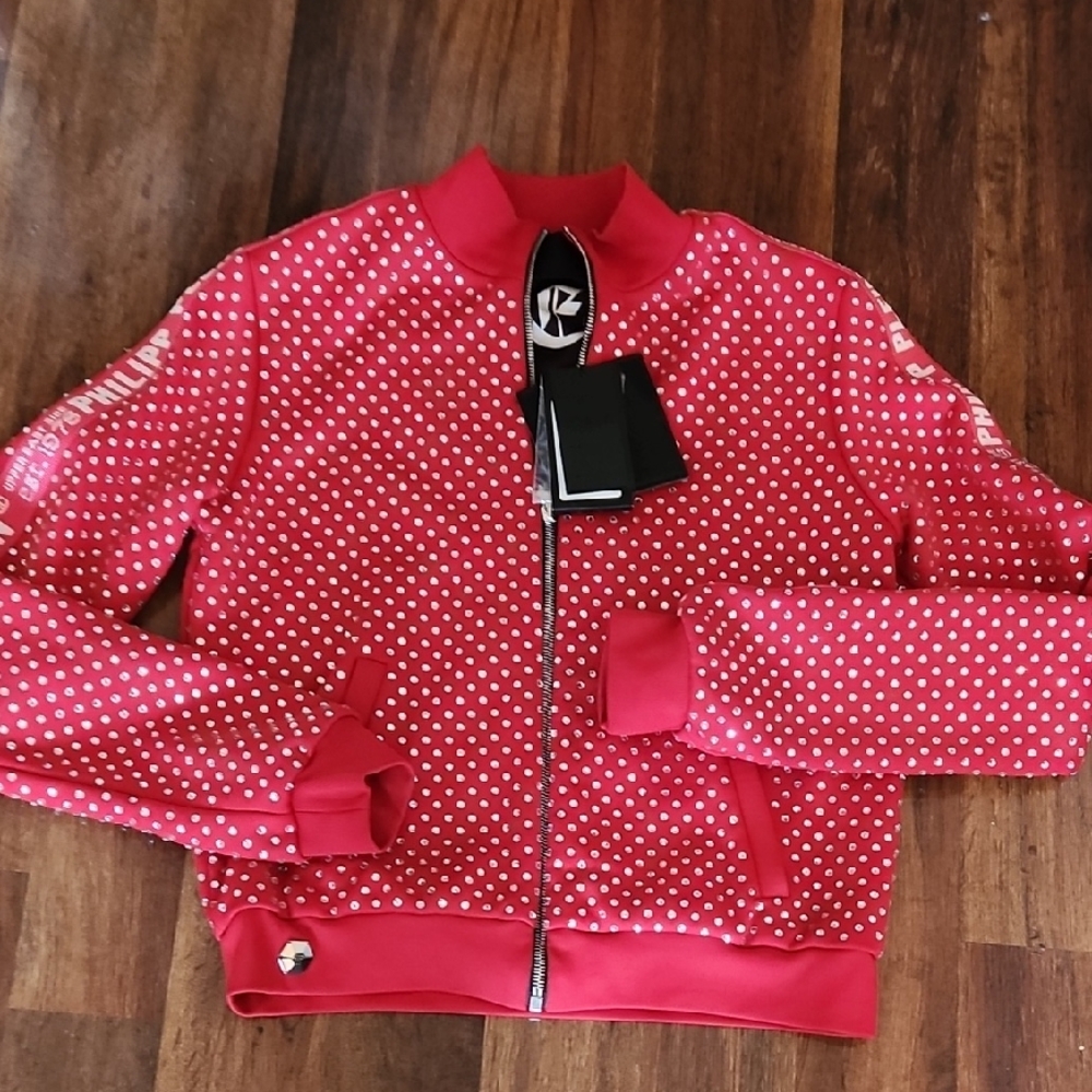 Philipp Plein Red Polka Dot Kids Puffer Jacket